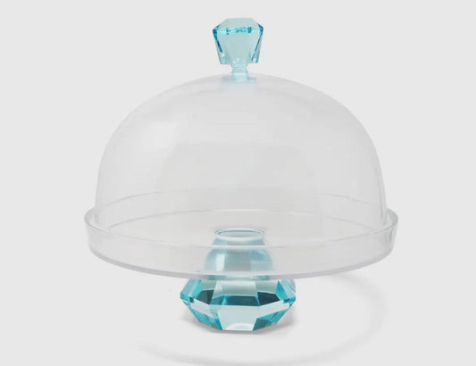 Glass Cake Dome with Colored Diamond Base and Knob, 13"D High Class Touch 