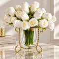 Glass Small Vase On Gold Brass base 4" - High Class Touch