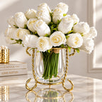 Glass Small Vase On Gold Brass base 4" - High Class Touch