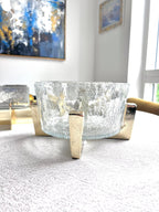 Glass Fruit Bowl with Gold Metal Stand Serving Bowls High Class Touch - Home Decor 