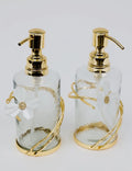 Glass Soap & Lotion Dispenser with white Lily Flower High Class Touch 