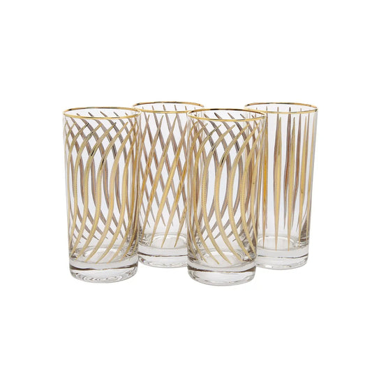 Glass Water Tumblers with 24k Gold Design Tumblers High Class Touch - Home Decor 