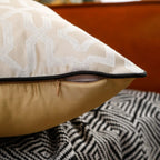 Gold and Cream Cushion Cover with Black Piping - High Class Touch