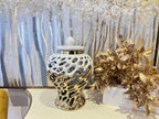 Gold and White Design Ginger Jar Medium - High Class Touch