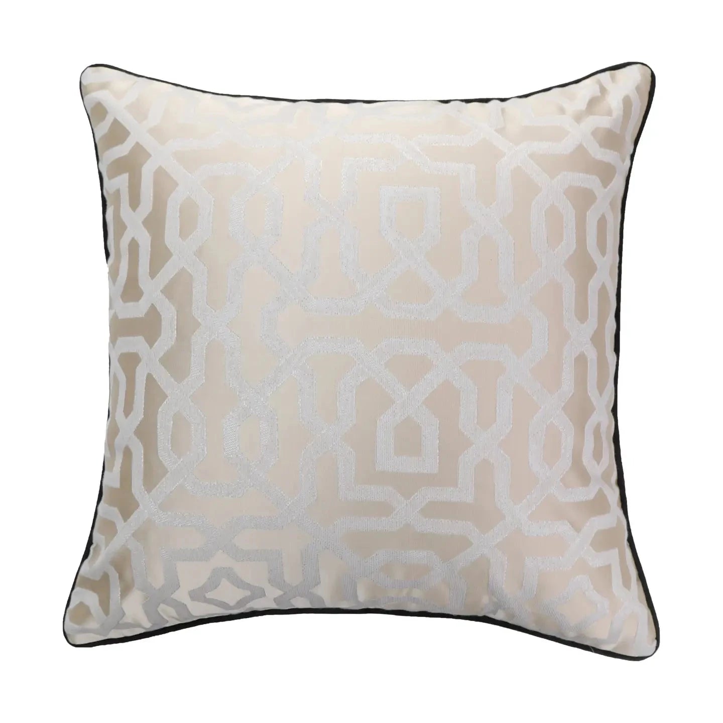 Gold & Beige Cushion Cover with Geometric Design High Class Touch 