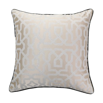 Gold & Beige Cushion Cover with Geometric Design High Class Touch 