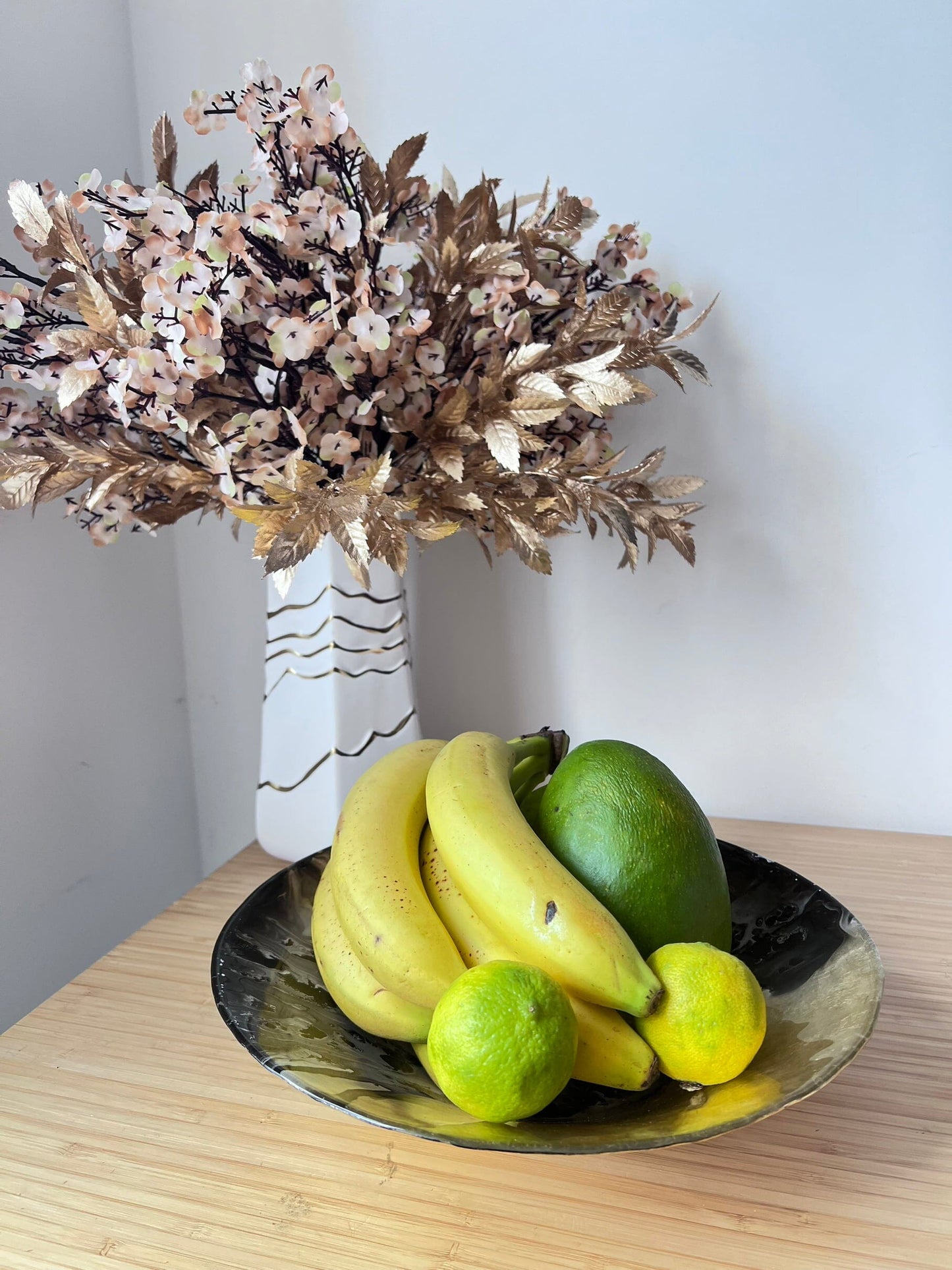 Gold Black Marbelised Glass Salad Bowl Serving Bowls High Class Touch - Home Decor 