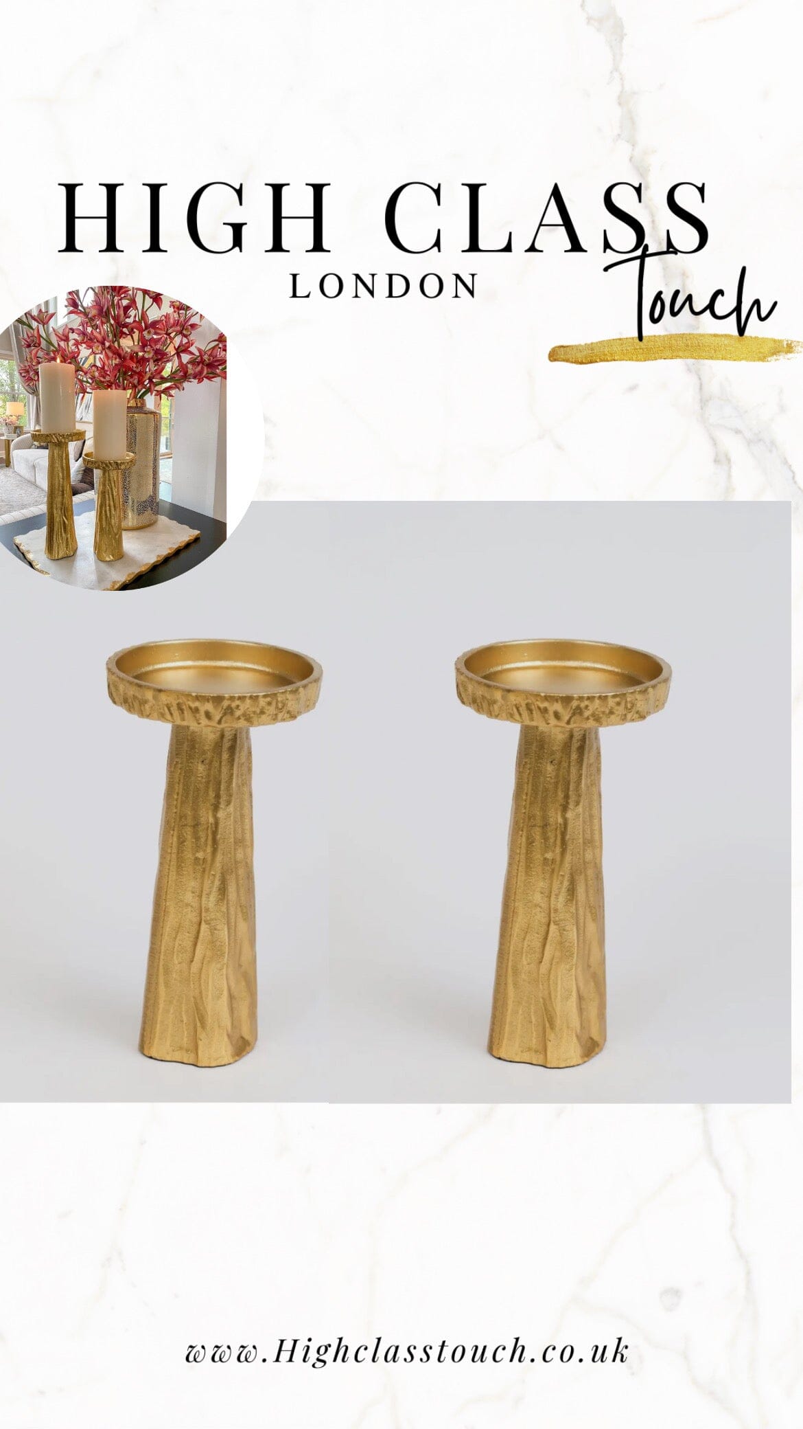 Gold Branch Look Hurricane Candle Holder Candle Holders High Class Touch - Home Decor 