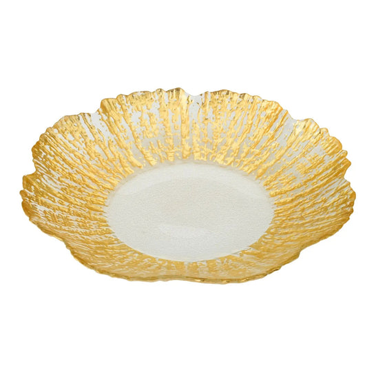Gold Brushed Scalloped Flower Shaped Platter High Class Touch - Home Decor 