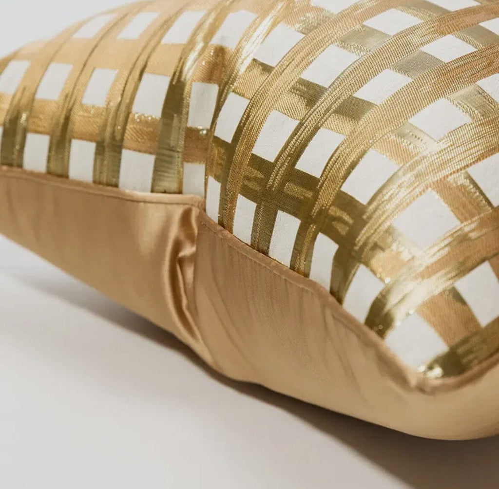Gold Cushion Cover with Crossed Design Cushions & Pillows High Class Touch - Home Decor 