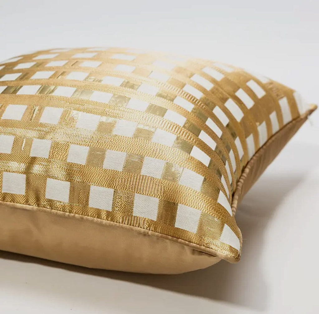 Gold Cushion Cover with Crossed Design Cushions & Pillows High Class Touch - Home Decor 