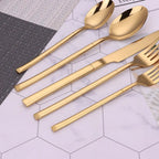 Gold Flat Handle 20 Pc Cutlery Set, Service For 4 - High Class Touch