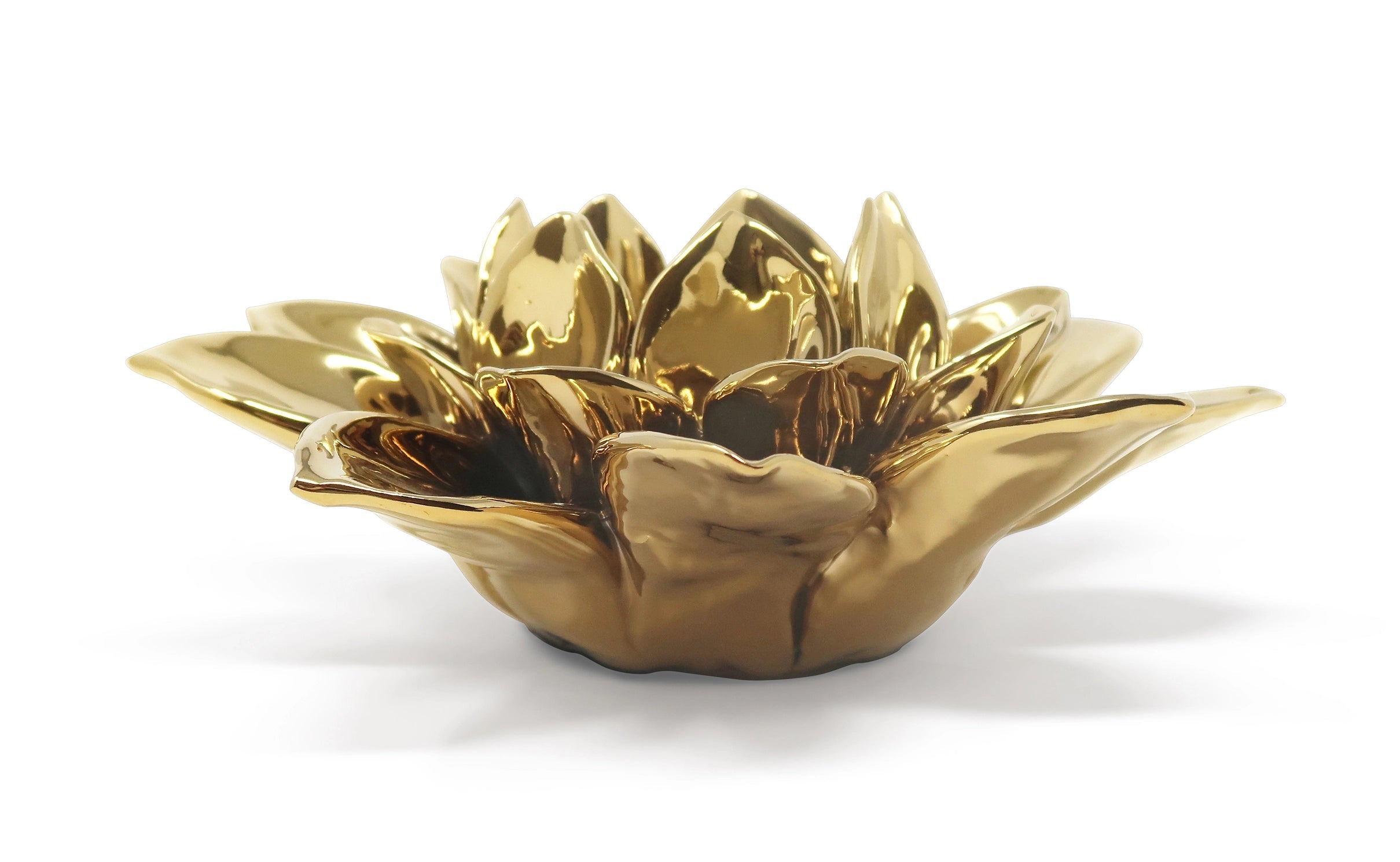 Gold Flower Shaped Tealight Holder Candle Holders High Class Touch - Home Decor 
