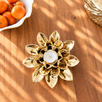Gold Flower Shaped Tealight Holder - High Class Touch
