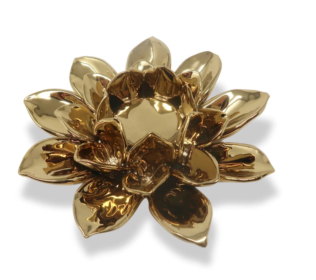 Gold Flower Shaped Tealight Holder Candle Holders High Class Touch - Home Decor 