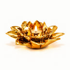 Gold Flower Shaped Tealight Holder - High Class Touch