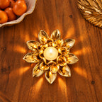 Gold Flower Shaped Tealight Holder - High Class Touch
