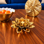 Gold Flower Shaped Tealight Holder - High Class Touch