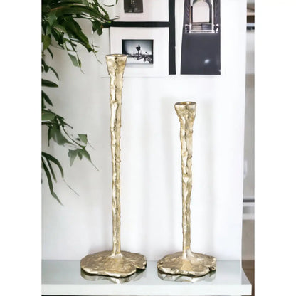 Gold Natural Taper Candle Holder Candle Holders High Class Touch - Home Decor 