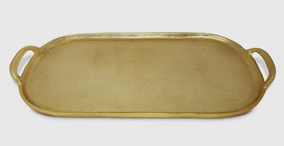 Gold Oval Serving Tray with Handles Serving Trays High Class Touch - Home Decor 