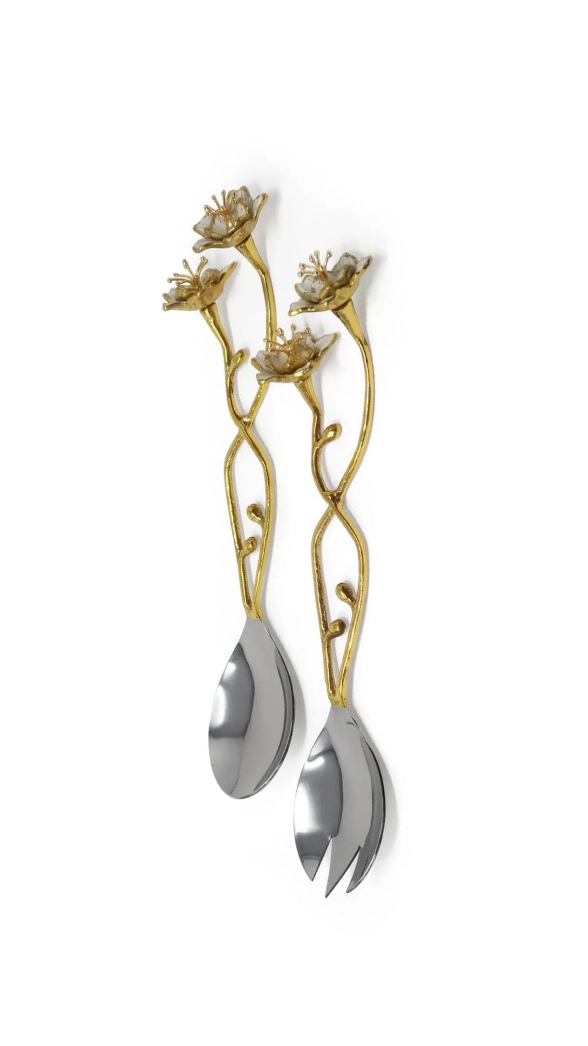 Gold Salad Server Set with Flower Handles Salad server set High Class Touch - Home Decor 