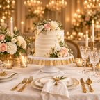 Gold Brushed Scalloped Glass Cake Stand