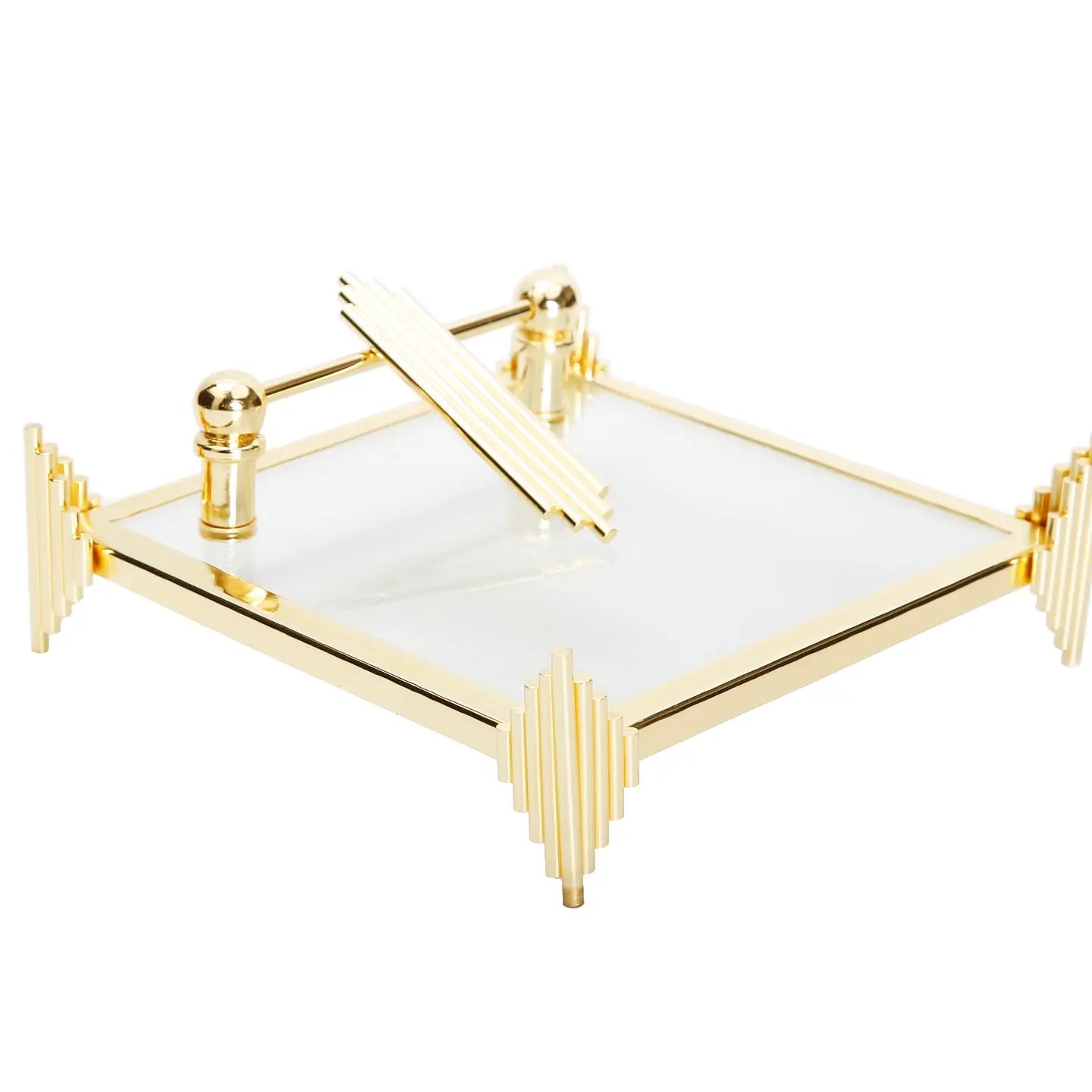 Gold Square Napkin Holder Symmetrical Design Napkin Holders & Dispensers High Class Touch - Home Decor 