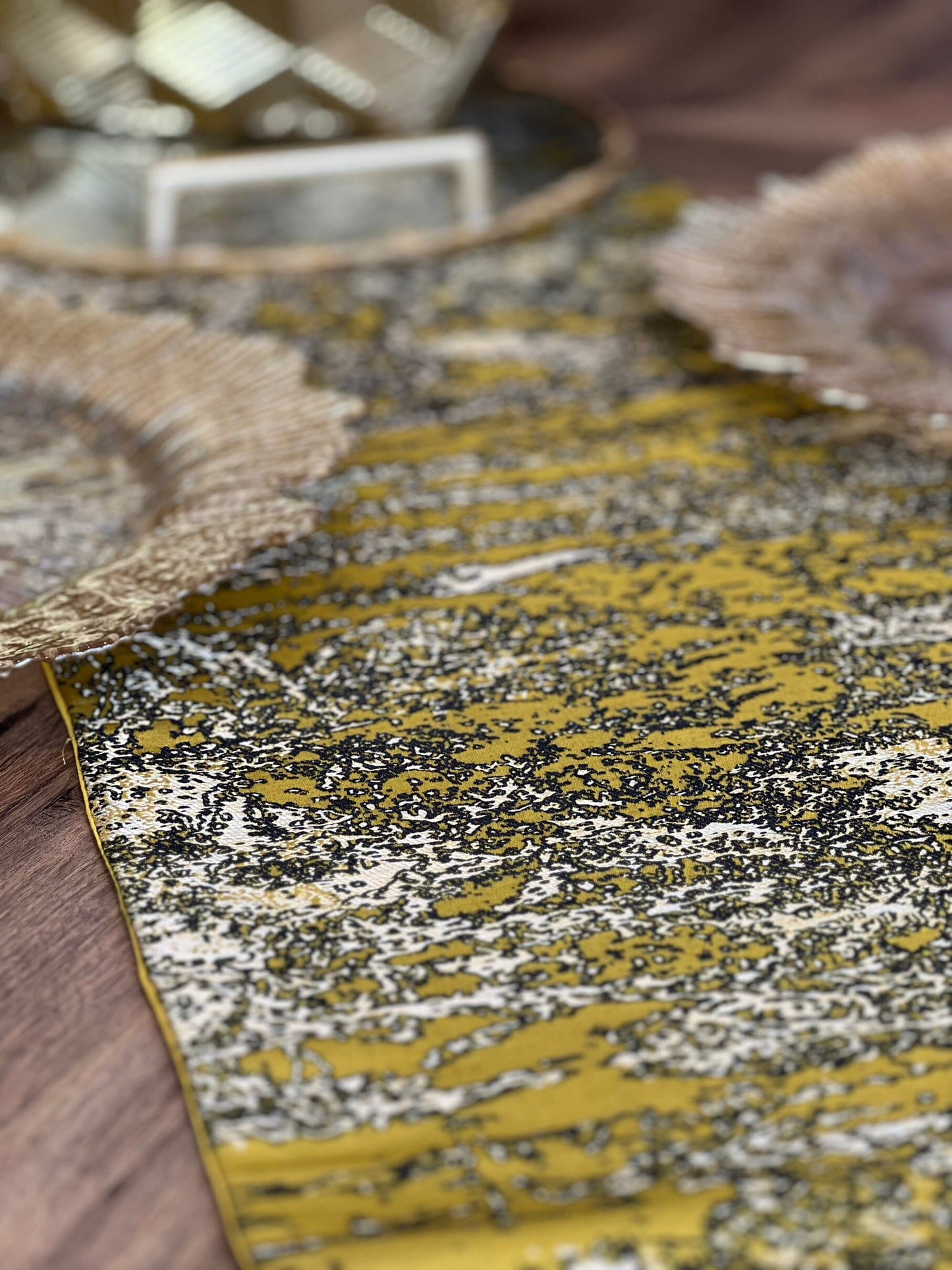 Gold Yellow Table Runner with Tassels Table Runner High Class Touch - Home Decor 