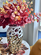 Porcelain Gold Vase with White Insert Design - High Class Touch