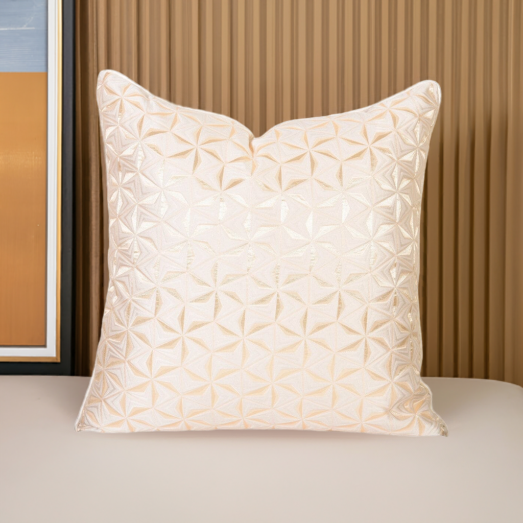 Beige Gold Geometric Design Cushion Cover 45x45cms