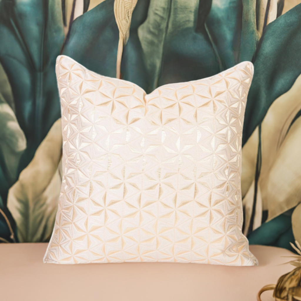 Beige Gold Geometric Design Cushion Cover 45x45cms-High Class Touch