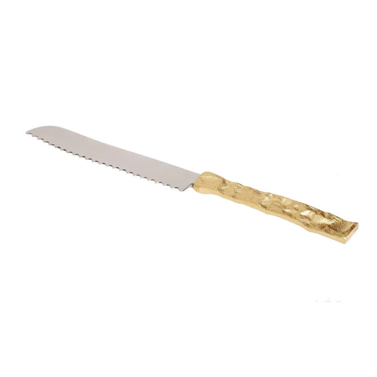 Knife with Gold Hammered Handle Cutlery High Class Touch - Home Decor 