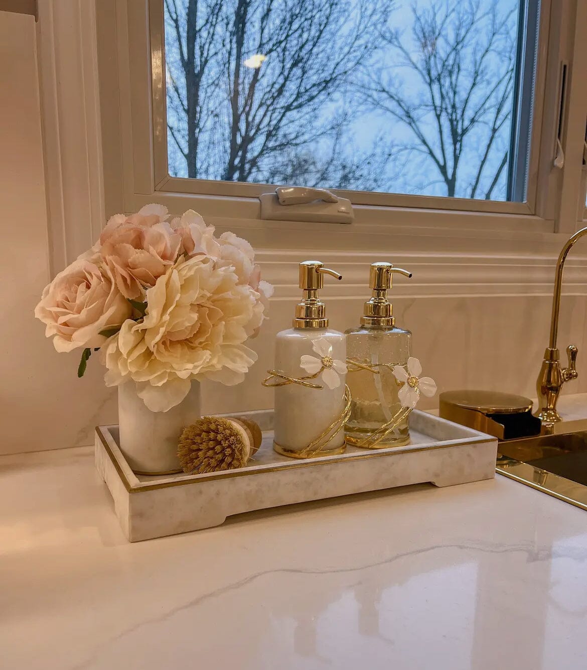 Marble Tray with Gold Trim High Class Touch 