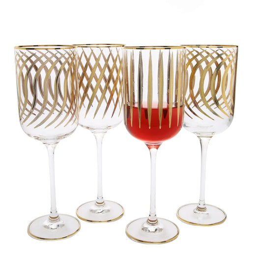 Mix and Match Water Glasses with 24k Gold Design Tumblers High Class Touch - Home Decor 