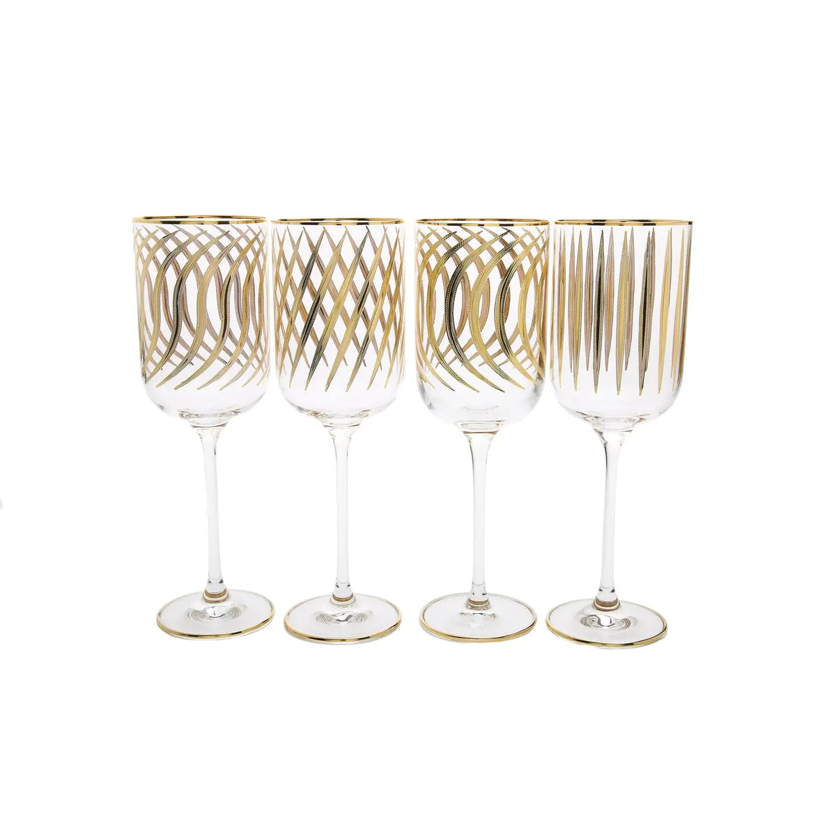 Mix and Match Water Glasses with 24k Gold Design Tumblers High Class Touch - Home Decor 