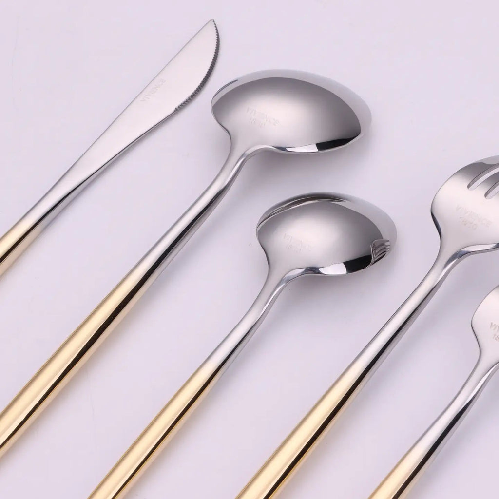Morne 20 Pc Gold Silver Flatware Set, Service For 4 Cutlery High Class Touch - Home Decor 