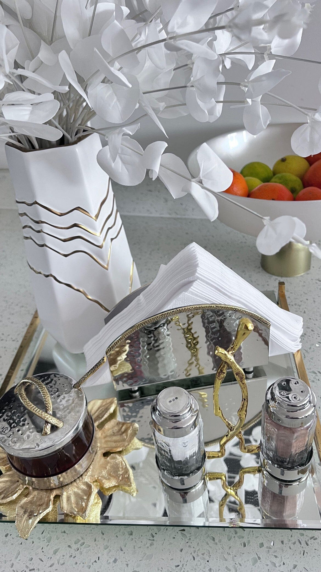 Silver Serviette Holder with Gold Edge - High Class Touch