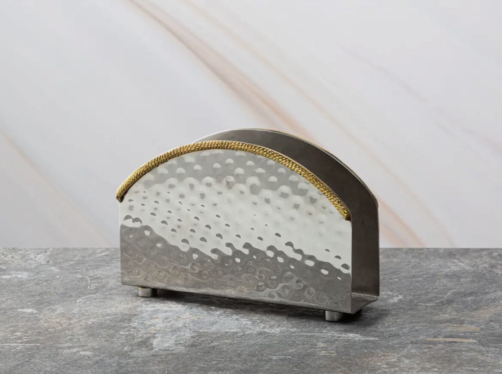Silver Serviette Holder with Gold Edge - High Class Touch