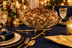 Luxury Gold Fruit Bowl – Glass Bowl with Brass Twig Base | Elegant Table Centrepiece
