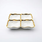 Porcelain White Relish Dish with Gold Rim - High Class Touch