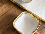 Relish Dish with 3 Square Bowls with Gold Trim