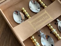 New Bone China Coffee Mug Gold Handle Set of 4