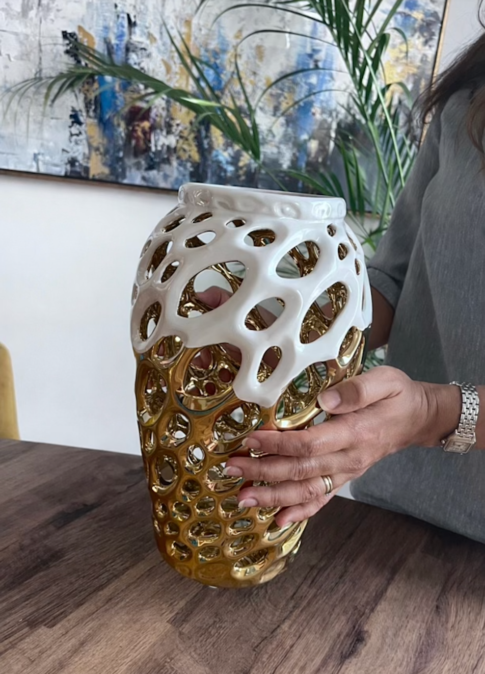 gold vase home decor 