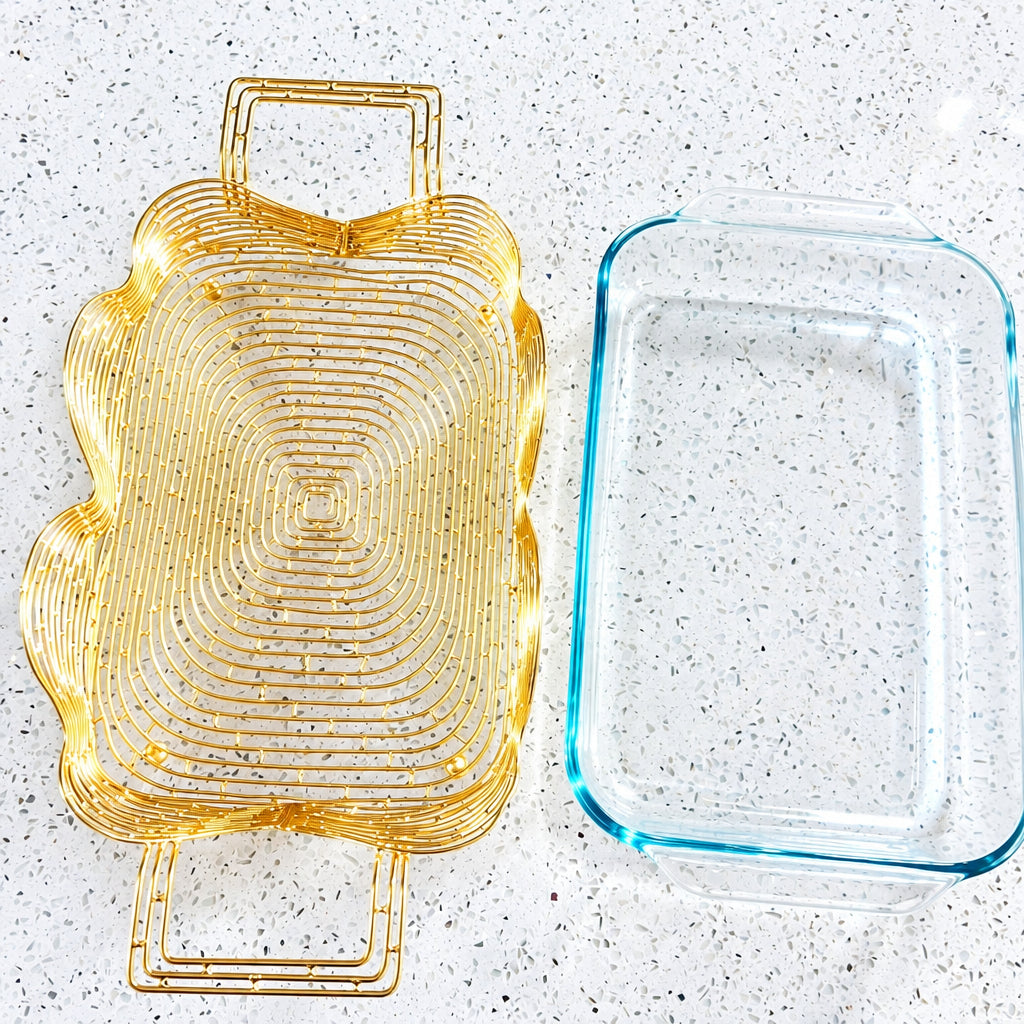 Rectangular Serving Pyrex Holder with Leaf Design Pyrex High Class Touch - Home Decor Brick Design 