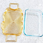 Rectangular Serving Pyrex Holder with Leaf Design Pyrex High Class Touch - Home Decor Brick Design 