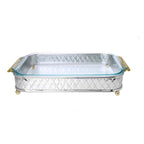 Rectangular Serving Pyrex Holder with Leaf Design Pyrex High Class Touch - Home Decor Gold/nickel 