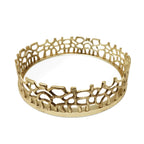 Round Gold Mirror Tray with Lace Design Decorative Trays High Class Touch - Home Decor 