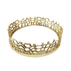 Round Gold Mirror Tray with Lace Design Decorative Trays High Class Touch - Home Decor 