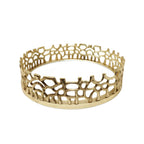 Round Gold Mirror Tray with Lace Design Decorative Trays High Class Touch - Home Decor 