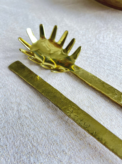 Set of 2 Gold Pasta Servers High Class Touch 